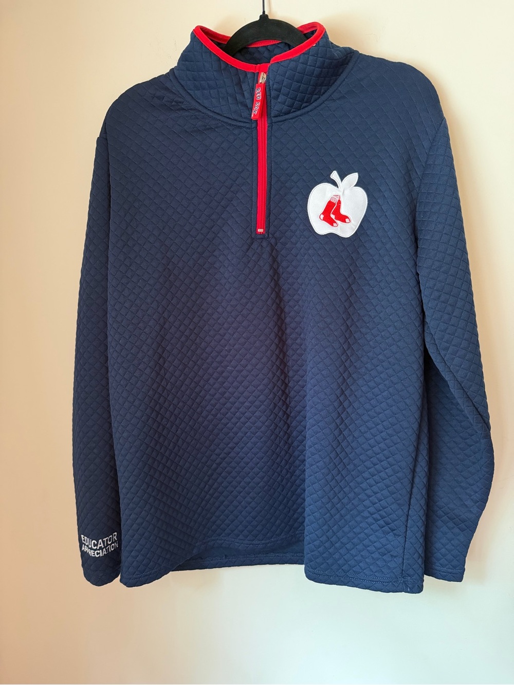 Boston Red Sox Navy Quilted 1/4-Zip Pullover Sweatshirt